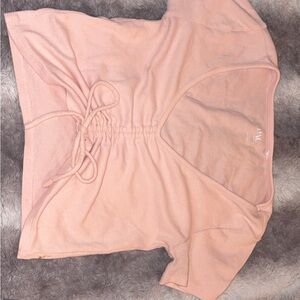 Pink Ruched Tie-Front Top